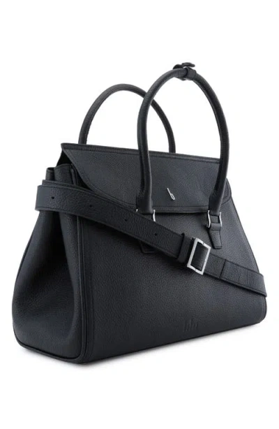 Behno Large Coco Pebble Leather Satchel In Black