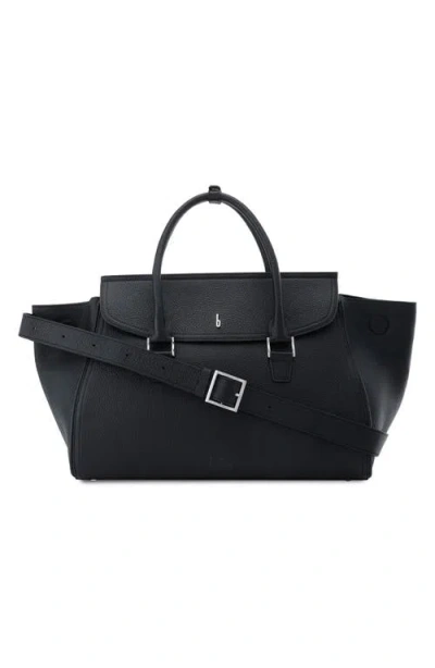 Behno Large Coco Pebble Leather Satchel In Black