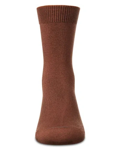 Memoi Kid's Basic Soft Rayon Crew Socks In Brown