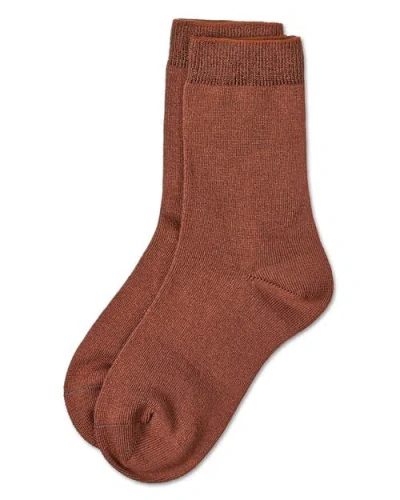 Memoi Kid's Basic Soft Rayon Crew Socks In Brown