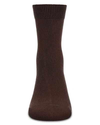 Memoi Kid's Basic Soft Rayon Crew Socks In Brown