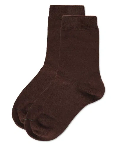 Memoi Kid's Basic Soft Rayon Crew Socks In Brown