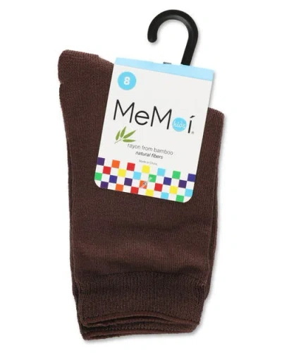 Memoi Kid's Basic Soft Rayon Crew Socks In Brown