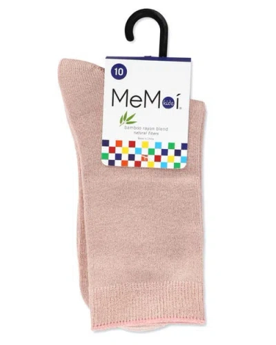 Memoi Kid's Basic Soft Rayon Crew Socks In Pink