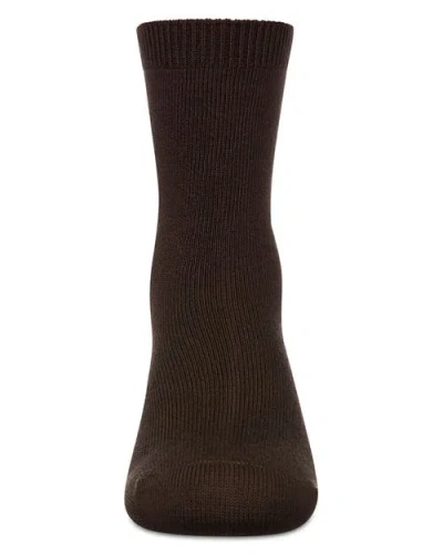 Memoi Kid's Basic Soft Rayon Crew Socks In Brown