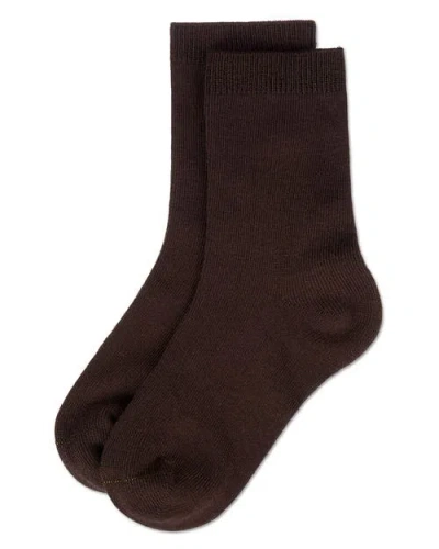 Memoi Kid's Basic Soft Rayon Crew Socks In Brown