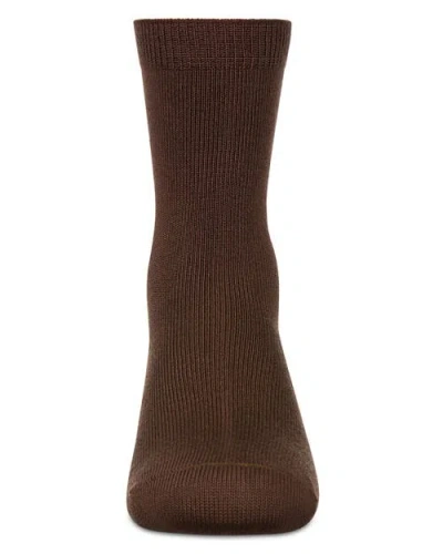 Memoi Kid's Basic Soft Rayon Crew Socks In Brown