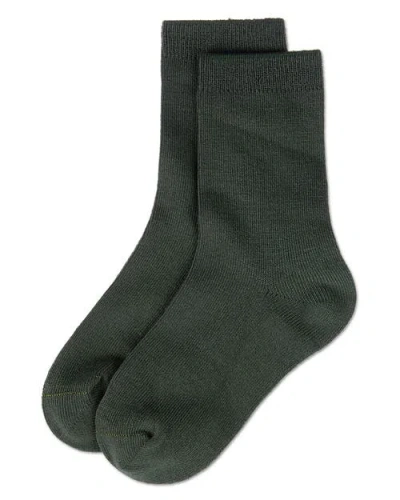 Memoi Kid's Basic Soft Rayon Crew Socks In Green