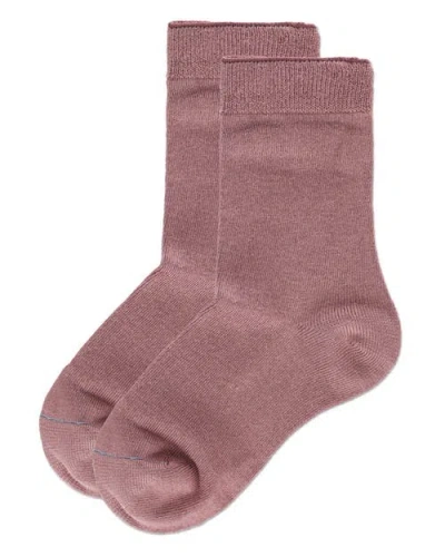 Memoi Kid's Basic Soft Rayon Crew Socks In Brown