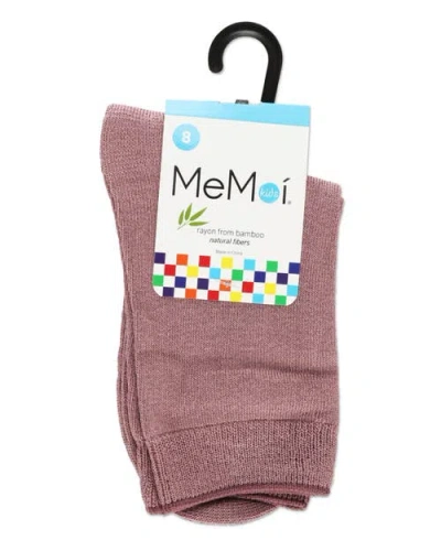 Memoi Kid's Basic Soft Rayon Crew Socks In Brown