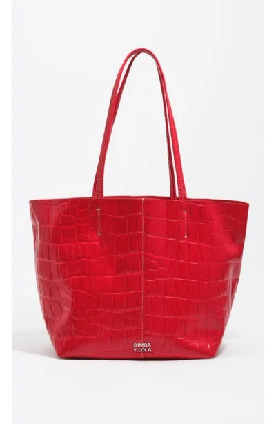 Bimba Y Lola Medium Leather Shopper Bag In Pink