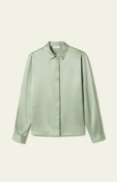 Lilysilk Basic Concealed Placket Silk Shirt In Green