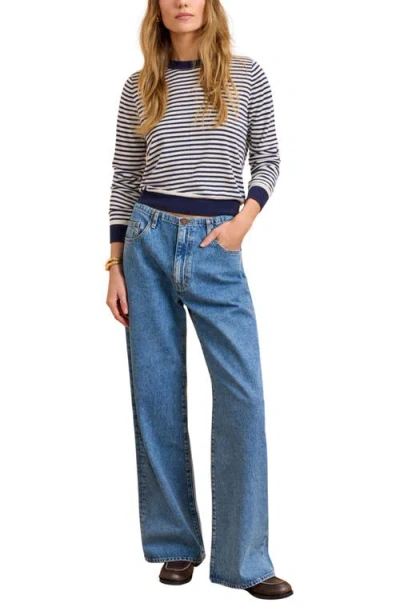 La Ligne Jenny Mid Ride Drawstring Jean In Blue