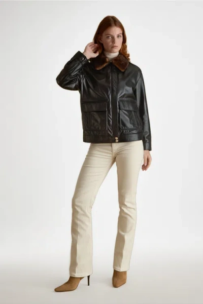 Furniq Uk Llc Alma Leather Jacket In Black