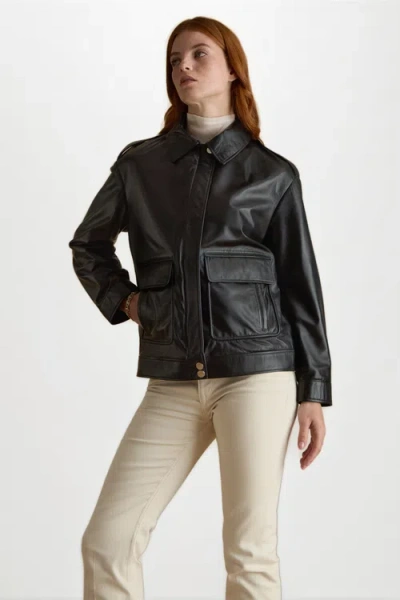 Furniq Uk Llc Alma Leather Jacket In Black