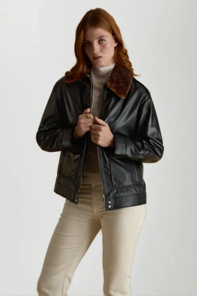 Furniq Uk Llc Alma Leather Jacket In Black