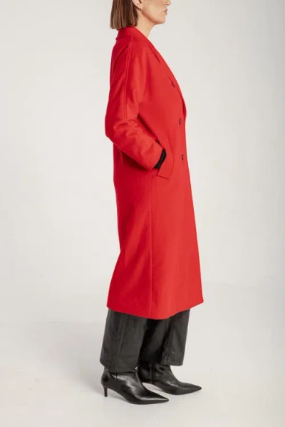 1982 Cashmere Double Breasted Long Coat In Red