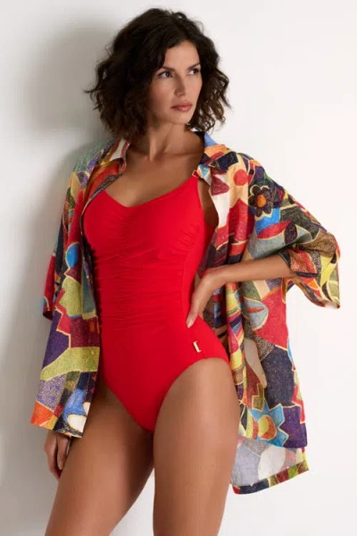 Shan Classic Thin Strap One-piece In Red