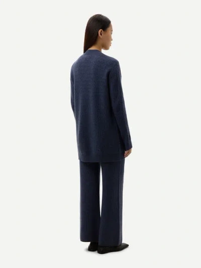 Gobi Cashmere Ajour Knit Open Front Cardigan In Blue