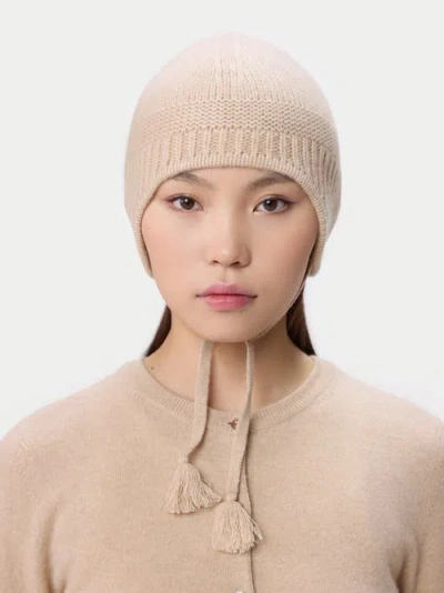 Gobi Cashmere Ultimate Warmth Knit Tie Hat In Sand