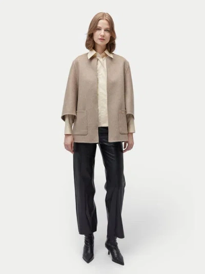 Gobi Cashmere Patch Pocket Cashmere Poncho Jacket In Brown