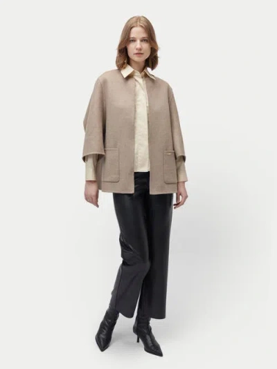Gobi Cashmere Patch Pocket Cashmere Poncho Jacket In Brown
