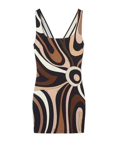 Pucci Square-neck Print Mini Dress In Multi