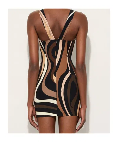 Pucci Square-neck Print Mini Dress In Multi