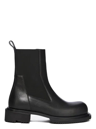 Rick Owens Round-toe Ankle Boots In Black
