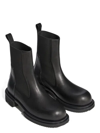 Rick Owens Round-toe Ankle Boots In Black