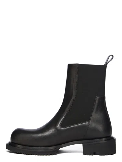 Rick Owens Round-toe Ankle Boots In Black