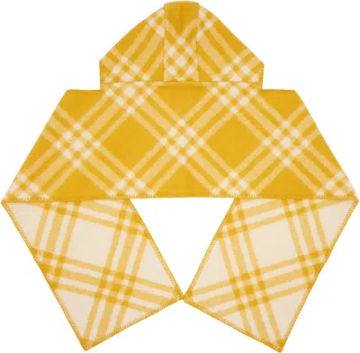 Burberry Yellow Check Wool Hooded Scarf In Yellow