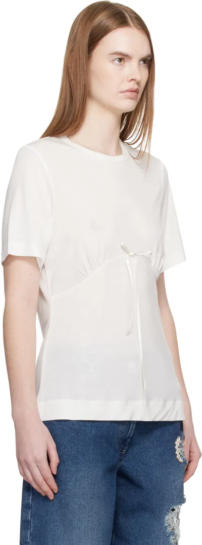 Simone Rocha White Gathered Bust Bow T-shirt In White