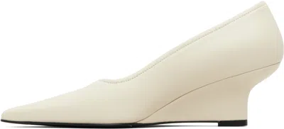 Totême Toteme Pointed Nappa Leather Wedge Pumps In White