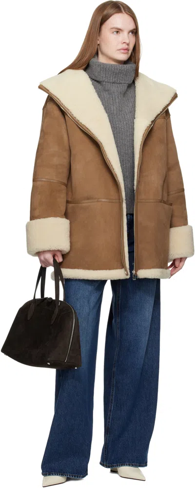 Totême Brown Medium Suede Day Tote In Brown