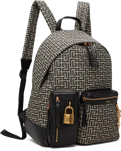 Balmain Pulse Monogram Jacquard Backpack In Multi