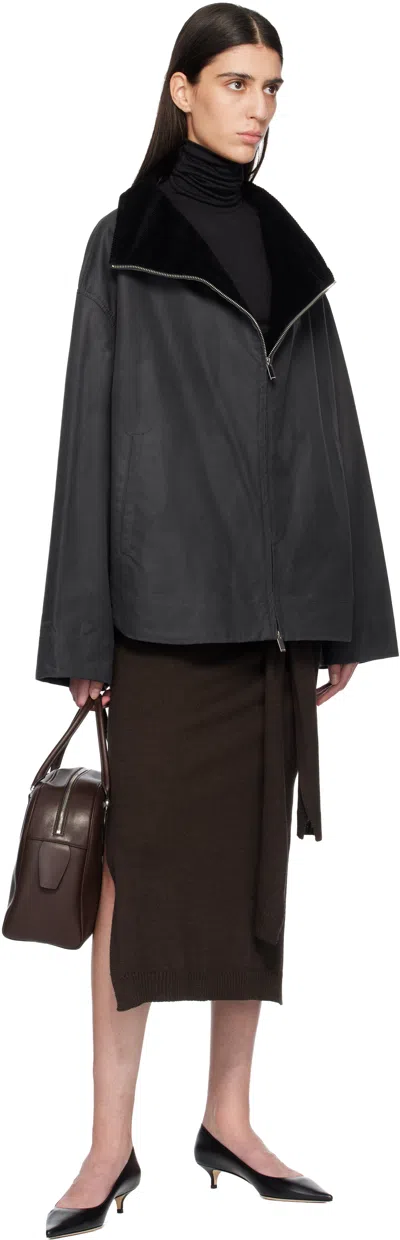 Totême Black Solid Zipped Jacket In Black