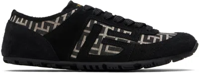 Balmain Racer 45 Monogram Jacquard Lace Up Sneakers In Black