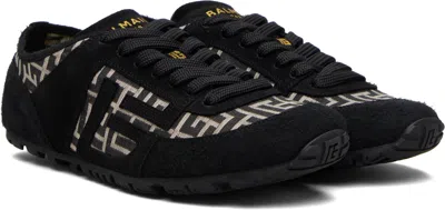 Balmain Racer 45 Monogram Jacquard Lace Up Sneakers In Black