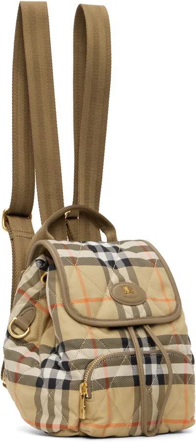 Burberry Mini Horseshoe Quilted Nylon Backpack Bags In Brown