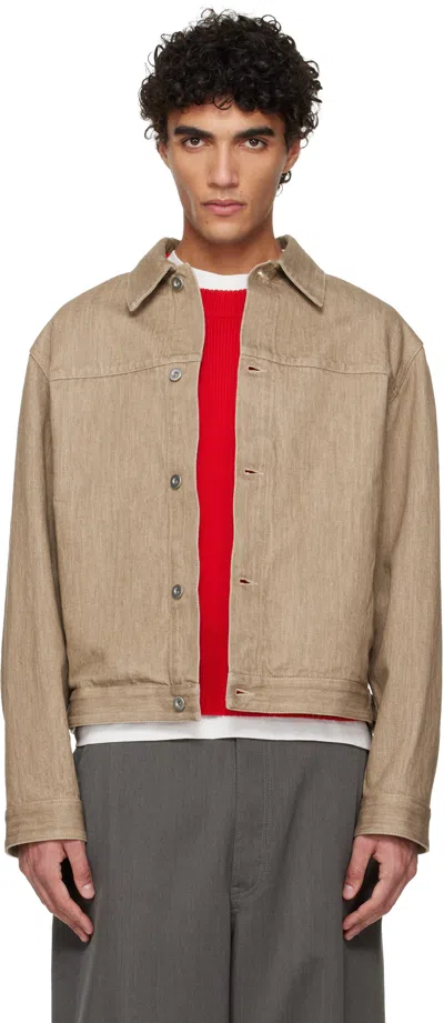 Jil Sander Long-sleeved Denim Jacket In Brown