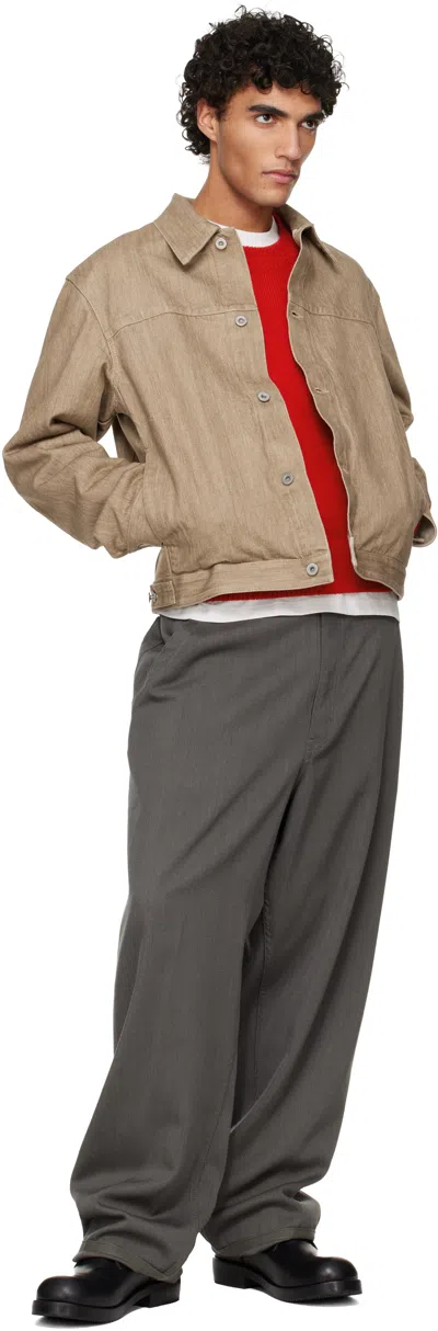 Jil Sander Long-sleeved Denim Jacket In Brown