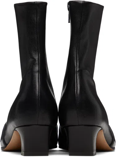 Khaite Mid-calf Leather Boot With Side Zip And 4 Cm Heel In Black