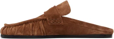 Jil Sander Tan Moc Toe Loafers In Brown