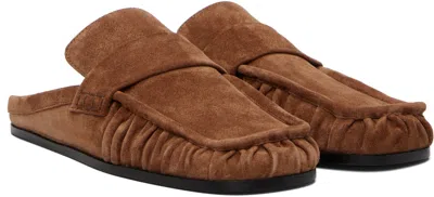 Jil Sander Tan Moc Toe Loafers In Brown