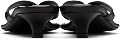 Totême Minimalist Black Leather Thong Sandals With Square Toe And Low Heel In Multi