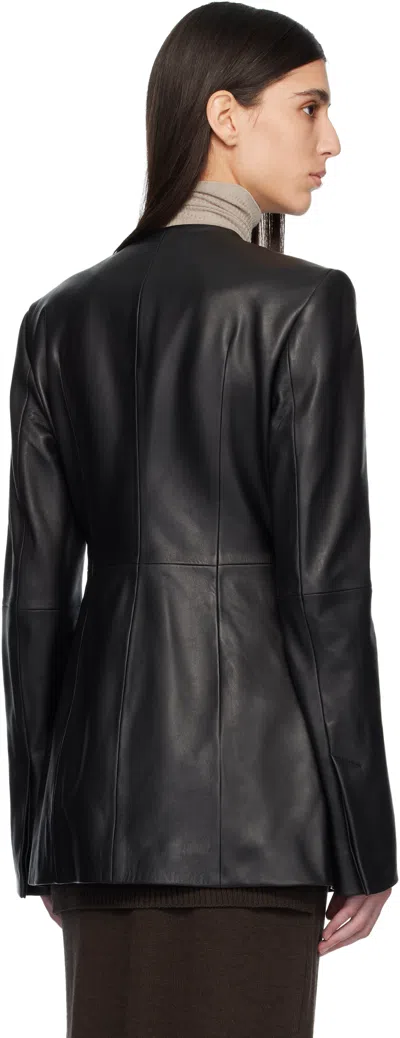 Totême Lamb Leather Collarless Structured Jacket In Black