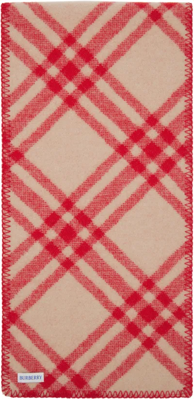 Burberry Checked Wool Scarf In Red
