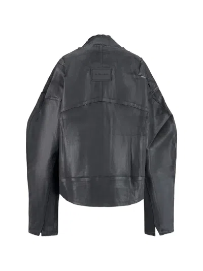 Ottolinger Glazed-effect Denim Zip-up Jacket In Black