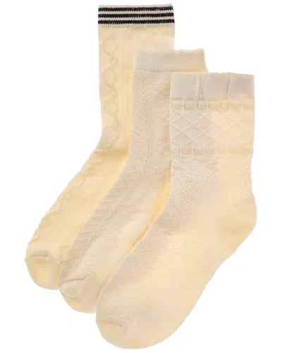 Stems Intarsia Knit Crew Socks Set Of Three In Neutral
